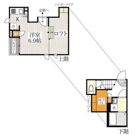 新河岸駅 徒歩4分 1階の物件間取画像